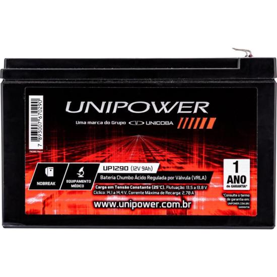 Bateria Estacionária Selada 12V 9Ah VRLA UP1290 Unipower por 165,00 à vista no boleto/pix ou parcele em até 6x sem juros. Compre na loja Mundomax!
