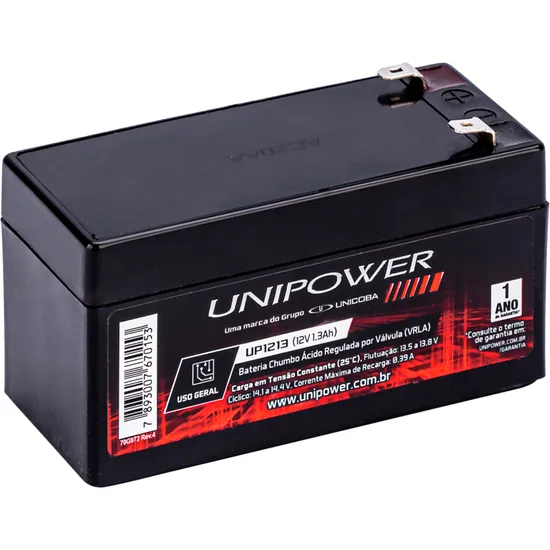 Bateria Selada 12V 1,3Ah UP1213 Unipower (61408)