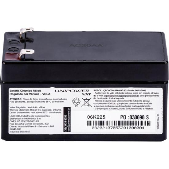 Bateria Selada 12V 1,3Ah UP1213 Unipower por 65,00 à vista no boleto/pix ou parcele em até 2x sem juros. Compre na loja Mundomax!