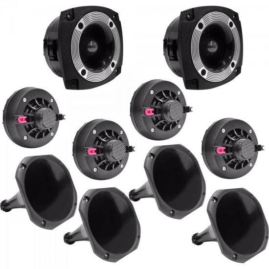 Kit Som Automotivo 120W RMS 8 Ohms 4 DRIVERS + 4 CORNETAS LONGAS + 2 por 0,00 à vista no boleto/pix ou parcele em até 1x sem juros. Compre na loja Mundomax!