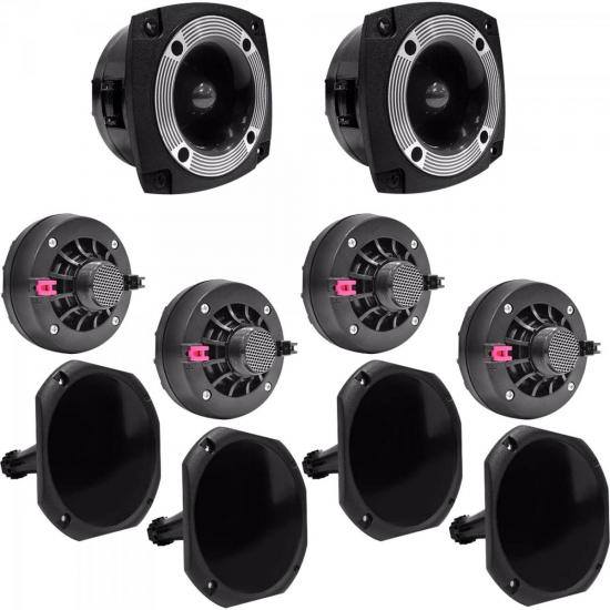 Kit Som Automotivo 120W RMS 8 Ohms 4 DRIVERS + 4 CORNETAS CURTAS + 2 por 0,00 à vista no boleto/pix ou parcele em até 1x sem juros. Compre na loja Mundomax!