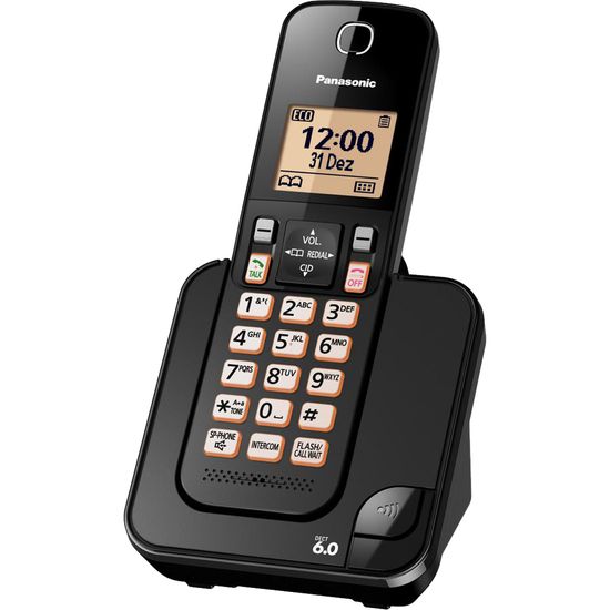Telefone sem Fio com ID KX-TGC350LBB Preto Panasonic (61489)