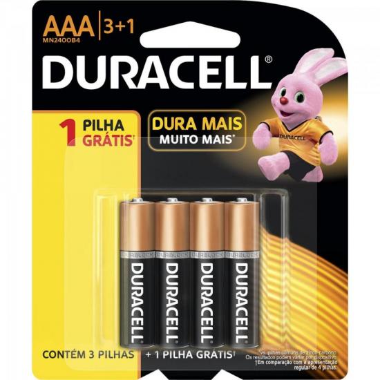 Pilha Alcalina AAA Leve 4 Pague 3 MN2400B4 Blister DURACELL por 0,00 à vista no boleto/pix ou parcele em até 1x sem juros. Compre na loja Mundomax!