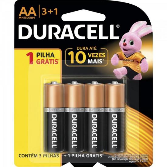 Pilha Alcalina AA Leve 4 Pague 3 MN1500B4 Blister DURACELL por 0,00 à vista no boleto/pix ou parcele em até 1x sem juros. Compre na loja Mundomax!