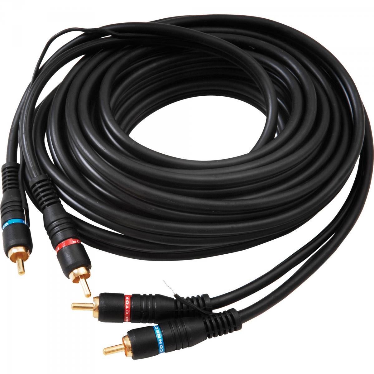 Cabo 2 RCA Macho x 2 RCA Macho Com Fio Terra 5m Preto Storm - Mundomax