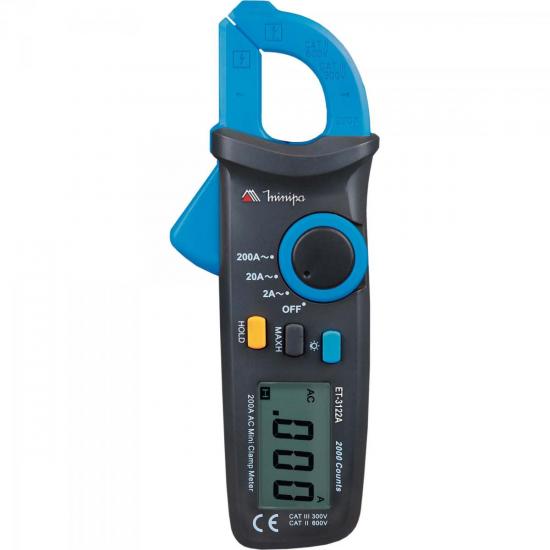 Alicate Amperímetro Digital ET-3122A Azul/Preto MINIPA por 0,00 à vista no boleto/pix ou parcele em até 1x sem juros. Compre na loja Mundomax!