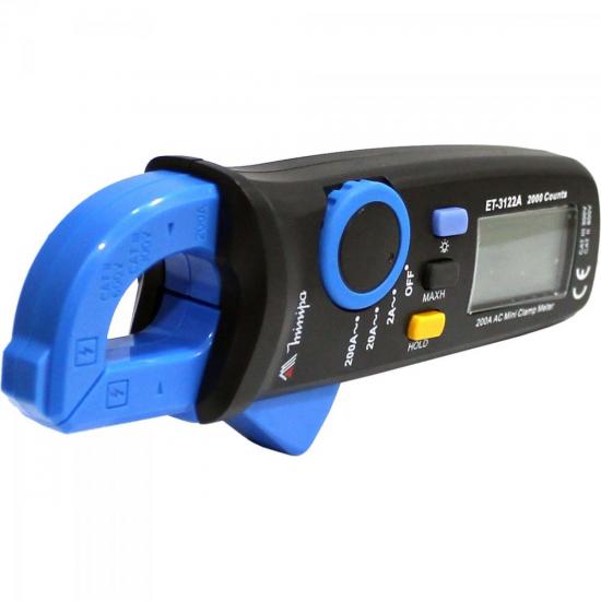 Alicate Amperímetro Digital ET-3122A Azul/Preto MINIPA por 0,00 à vista no boleto/pix ou parcele em até 1x sem juros. Compre na loja Mundomax!