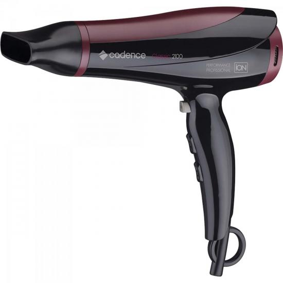 Secador de Cabelo 2100W 127V CLASSIC SEC605 Preto/Vinho CADENCE (61615)