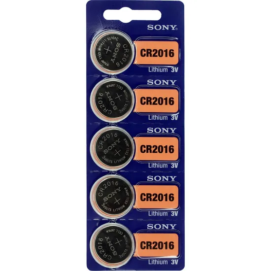 Pilha Botão 3V Lítio CR2016 (Cartela c/5 pilhas) Sony (61636)