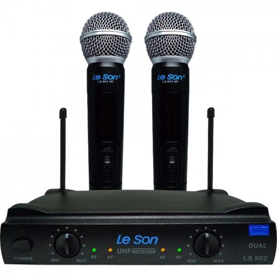 Microfone Duplo sem Fio LS902-UHF-HT/HT Preto LESON (61674)