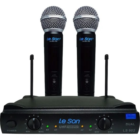 Microfone Duplo sem Fio LS902-UHF-HT/HT Preto LESON (61674)