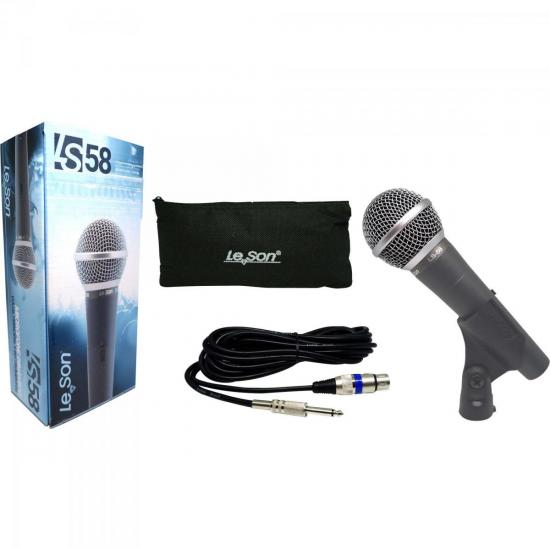 Microfone de Mão Dinâmico LS58 Cinza Chumbo LESON por 0,00 à vista no boleto/pix ou parcele em até 1x sem juros. Compre na loja Mundomax!