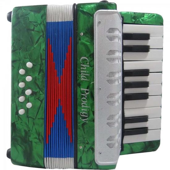 Acordeon Sanfona Infantil KIDS 17T Verde ACCORDION (61704)