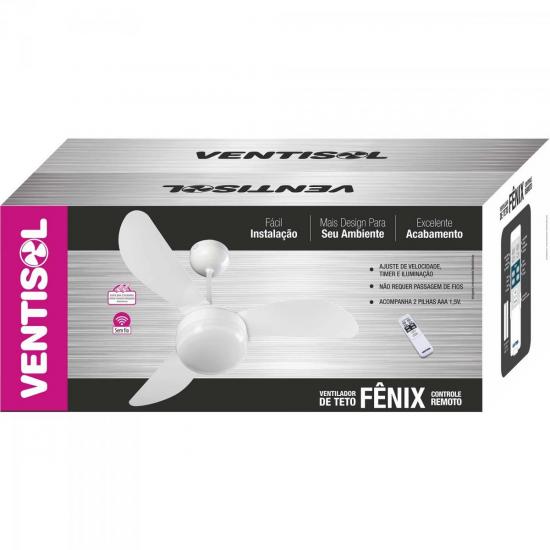 Ventilador de Teto 3 Pás 127V com Controle FENIX Branco VENTISOL por 369,99 à vista no boleto/pix ou parcele em até 10x sem juros. Compre na loja Mundomax!
