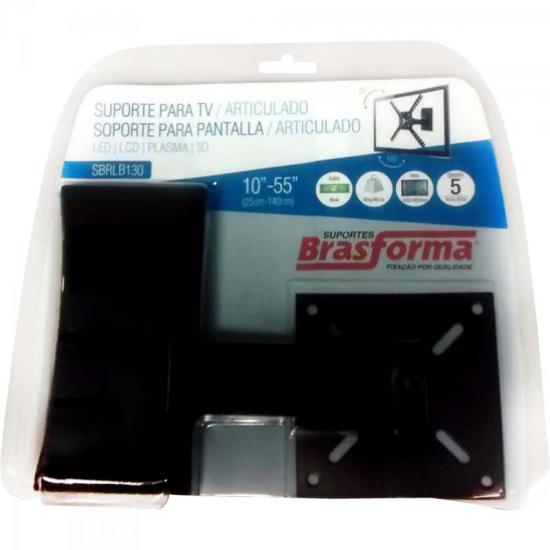 Suporte Articulado TV 10\" a 55\" SBRLB130 Preto BRASFORMA por 0,00 à vista no boleto/pix ou parcele em até 1x sem juros. Compre na loja Mundomax!