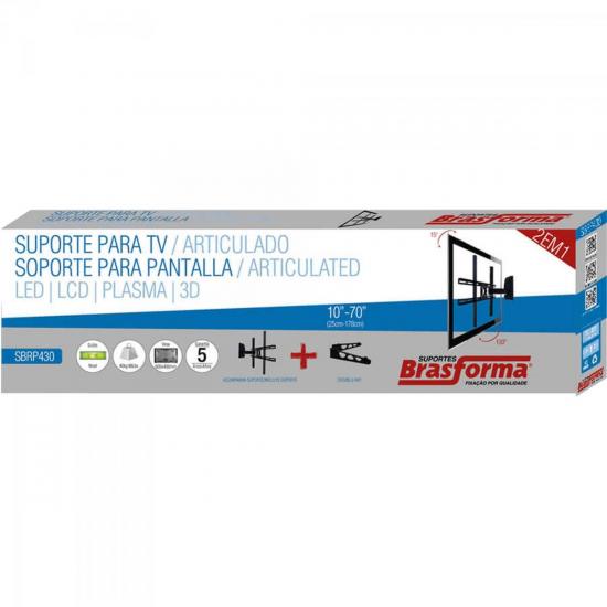 Suporte Articulado TV/DVD 10\" a 70\" SBRP430 Preto BRASFORMA por 0,00 à vista no boleto/pix ou parcele em até 1x sem juros. Compre na loja Mundomax!