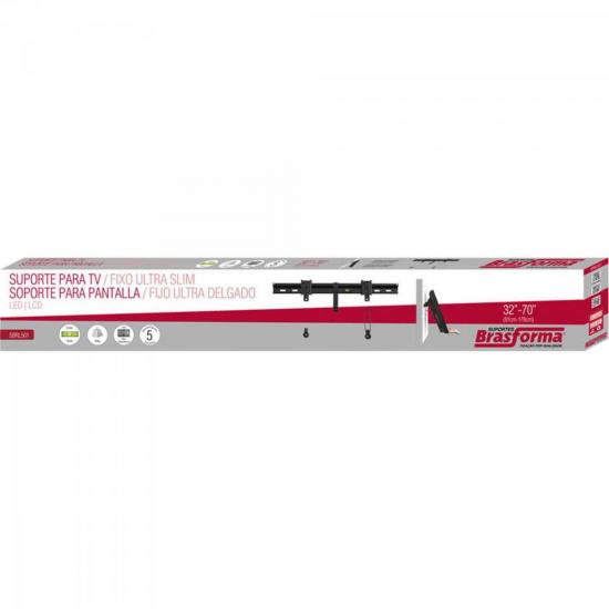Suporte Fixo TV 32\" a 70\" SBRL501 Preto BRASFORMA por 0,00 à vista no boleto/pix ou parcele em até 1x sem juros. Compre na loja Mundomax!