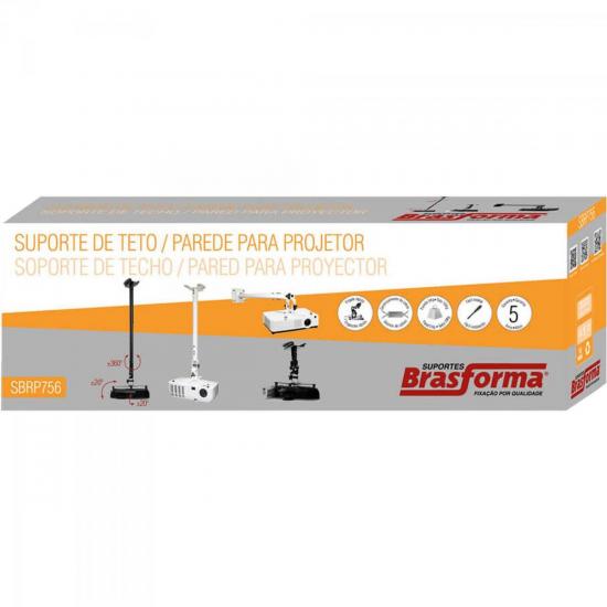 Suporte de Teto e Parede Para Projetor SBRP756 Preto Brasforma por 125,00 à vista no boleto/pix ou parcele em até 5x sem juros. Compre na loja Mundomax!