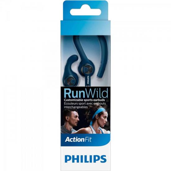 Fone de Ouvido Esportivo 3 em 1 SHQ1400BL/00 Azul PHILIPS por 0,00 à vista no boleto/pix ou parcele em até 1x sem juros. Compre na loja Mundomax!