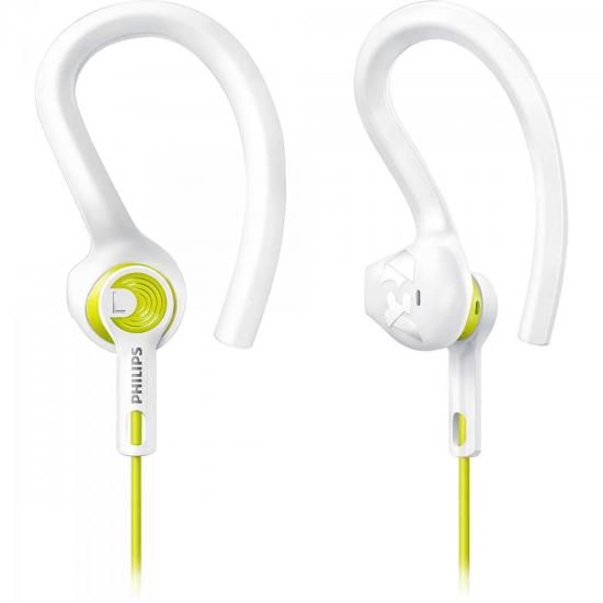 Fone de Ouvido Esportivo 3 em 1 SHQ1400LF/00 Branco/Amarelo PHILIPS por 0,00 à vista no boleto/pix ou parcele em até 1x sem juros. Compre na loja Mundomax!