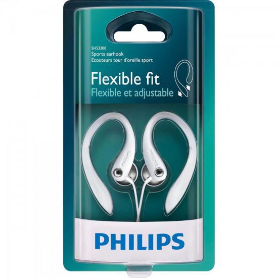 Fone de Ouvido Esportivo Gancho de Orelha SHS3300WT/10 Branco PHILIPS por 0,00 à vista no boleto/pix ou parcele em até 1x sem juros. Compre na loja Mundomax!