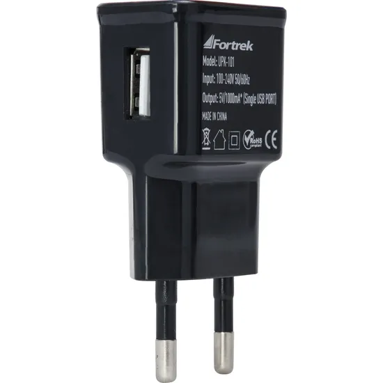 Fonte de Energia USB 1 Portas 1A UPK-101 Preto FORTREK (61938)