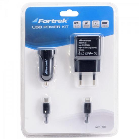 Kit Carregadores de Energia USB 12V/Bivolt MPK-101 Preto FORTREK por 36,90 à vista no boleto/pix ou parcele em até 1x sem juros. Compre na loja Mundomax!