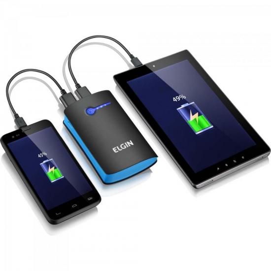 Carregador Portátil USB 5200mAh CP-5200 Preto/Azul ELGIN por 0,00 à vista no boleto/pix ou parcele em até 1x sem juros. Compre na loja Mundomax!