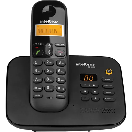 Telefone sem Fio com ID + Secretária TS-3130 Preto INTELBRAS (62002)