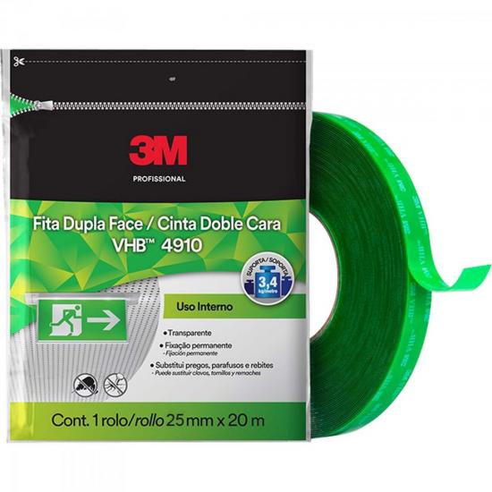 Fita Dupla Face 25mm x 20m VHB 4910 FP Transparente 3M por 127,00 à vista no boleto/pix ou parcele em até 5x sem juros. Compre na loja Mundomax!