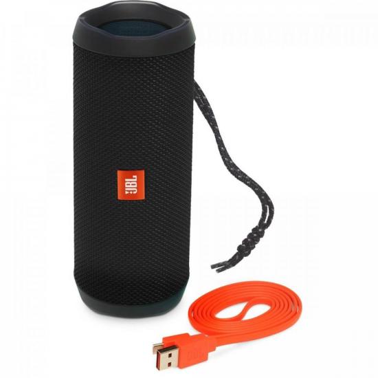 Caixa Multimídia Portátil Bluetooth FLIP 4 Preta JBL por 0,00 à vista no boleto/pix ou parcele em até 1x sem juros. Compre na loja Mundomax!