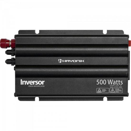 Inversor 500W 12VDC/127V Onda Modificada Cinza Escuro HAYONIK por 0,00 à vista no boleto/pix ou parcele em até 1x sem juros. Compre na loja Mundomax!