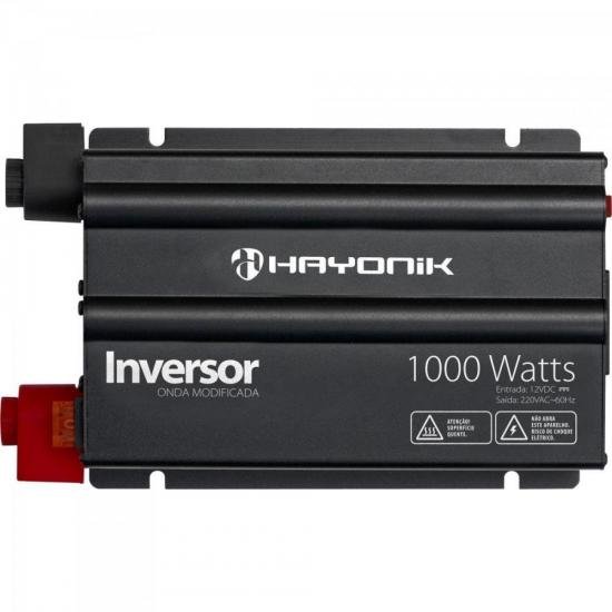 Inversor de Onda Modificada 1000W 12VDC/220V Cinza Escuro HAYONIK por 0,00 à vista no boleto/pix ou parcele em até 1x sem juros. Compre na loja Mundomax!