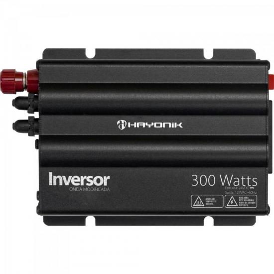 Inversor 300W 24VDC/127V Onda Modificada Cinza Escuro HAYONIK por 0,00 à vista no boleto/pix ou parcele em até 1x sem juros. Compre na loja Mundomax!