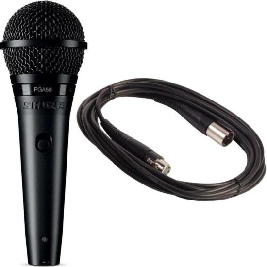 Microfone de Mão PGA58-LC Preto SHURE por 652,00 à vista no boleto/pix ou parcele em até 10x sem juros. Compre na loja Mundomax!