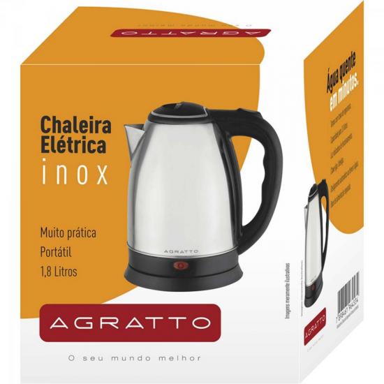 Chaleira Elétrica Agratto CE01 Prata Em Aço Inox 127v por 69,00 à vista no boleto/pix ou parcele em até 2x sem juros. Compre na loja Mundomax!