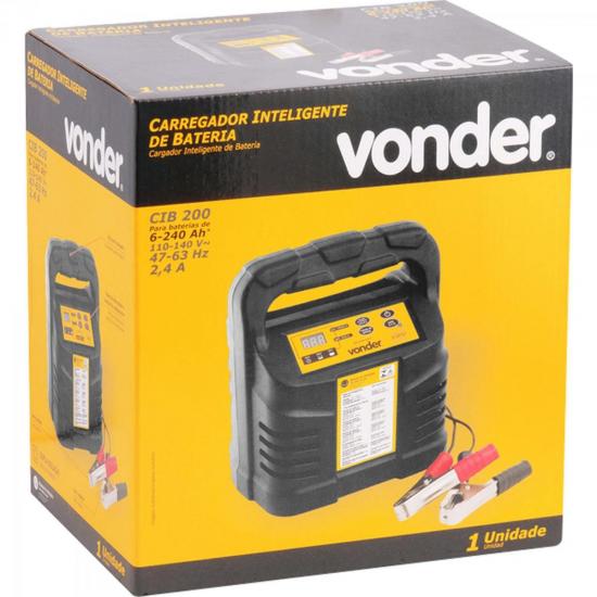 Carregador Inteligente de Bateria 127V CIB200 Preto VONDER por 0,00 à vista no boleto/pix ou parcele em até 1x sem juros. Compre na loja Mundomax!