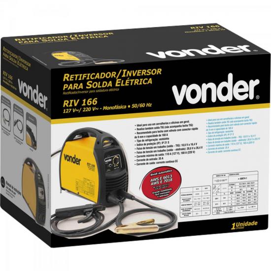 Retificador/Inversor Para Solda Elétrica Bivolt RIV166 Amarelo VONDER por 0,00 à vista no boleto/pix ou parcele em até 1x sem juros. Compre na loja Mundomax!