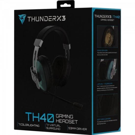 Headset Gamer Profissional 7.1 TH40 Preto THUNDERX3 por 391,90 à vista no boleto/pix ou parcele em até 10x sem juros. Compre na loja Mundomax!