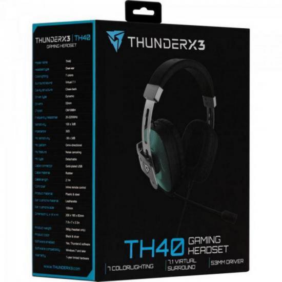 Headset Gamer Profissional 7.1 TH40 Preto THUNDERX3 por 391,90 à vista no boleto/pix ou parcele em até 10x sem juros. Compre na loja Mundomax!