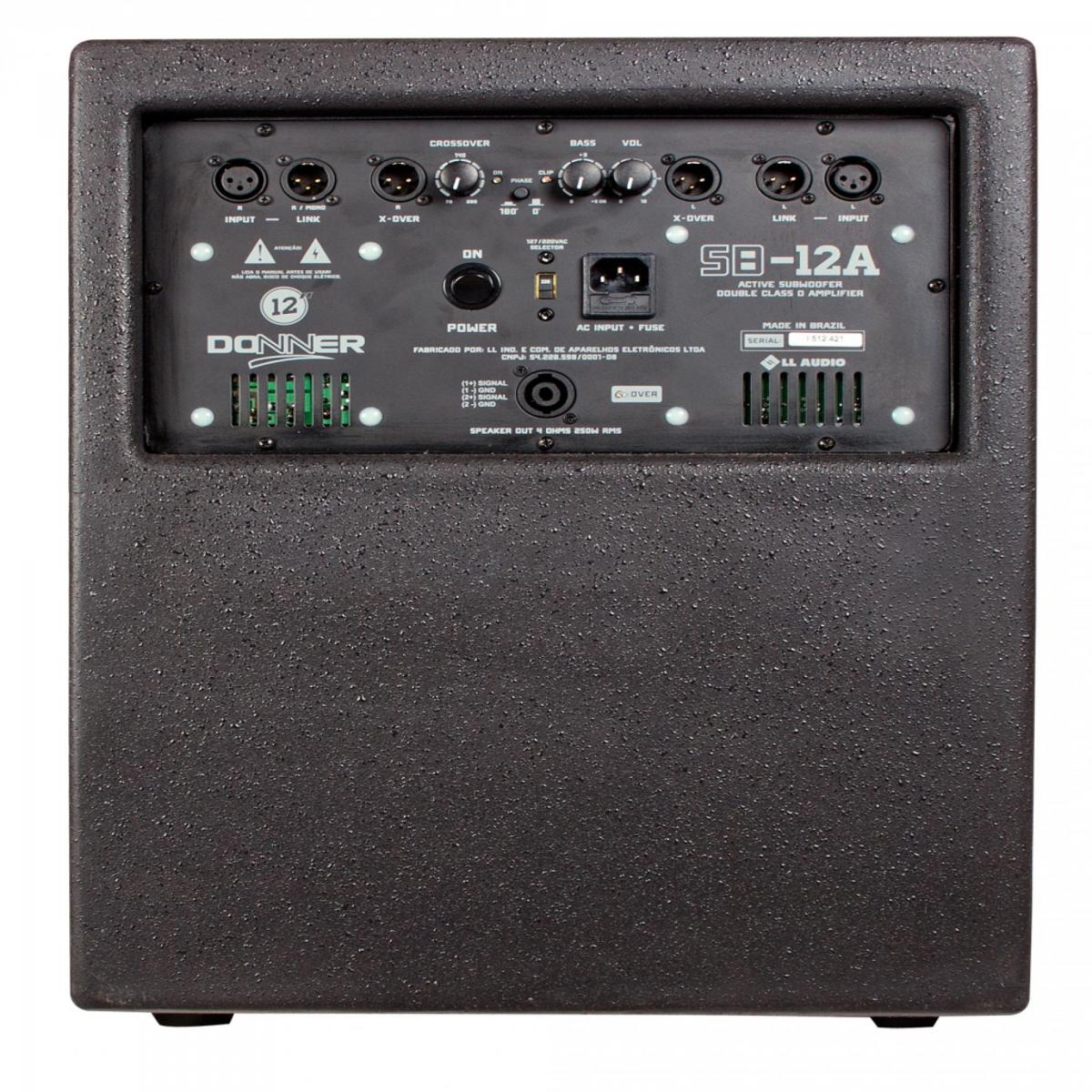 Caixa Subwoofer Ativo Donner SB12A Preto LL AUDIO - Mundomax