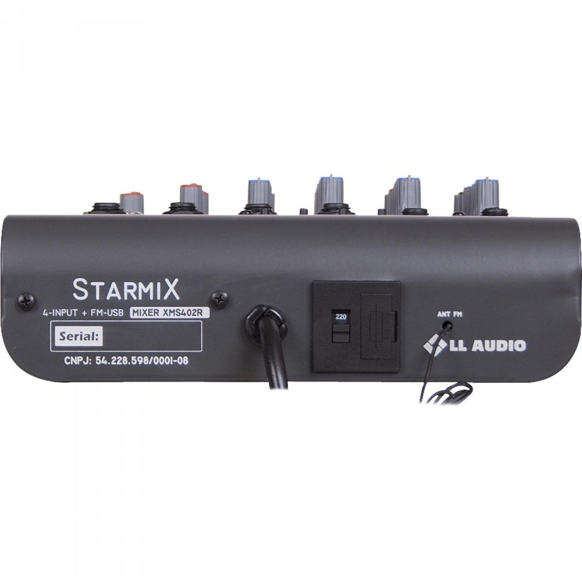 Mesa de Som 4 Canais Stereo Starmix XMS402R Cinza LL AUDIO - Mundomax