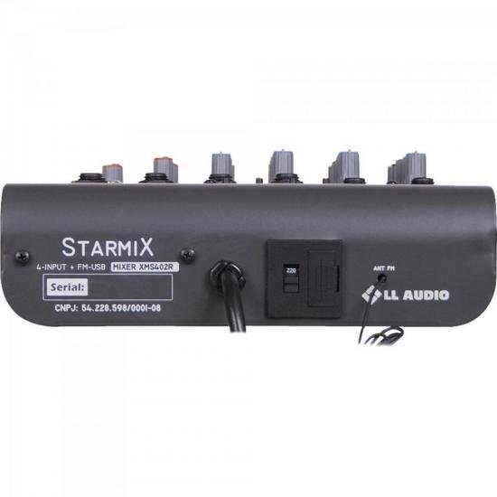 Mesa de Som 4 Canais Stereo Starmix XMS402R Cinza LL AUDIO - Mundomax