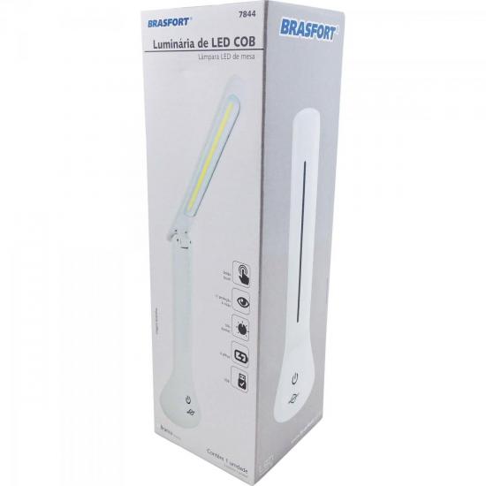 Luminária de Mesa LED COB Branca BRASFORT por 0,00 à vista no boleto/pix ou parcele em até 1x sem juros. Compre na loja Mundomax!