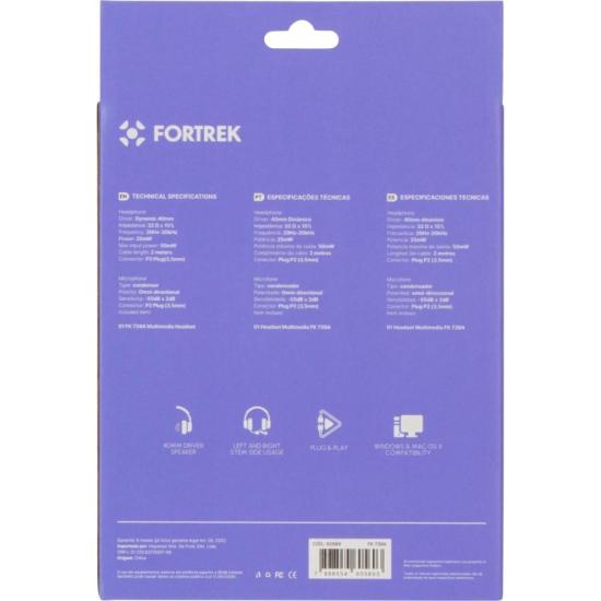 Fone de Ouvido Fortrek HSL102 Multimídia Com Microfone Preto FK 739A por 48,28 à vista no boleto/pix ou parcele em até 1x sem juros. Compre na loja Fortrek!