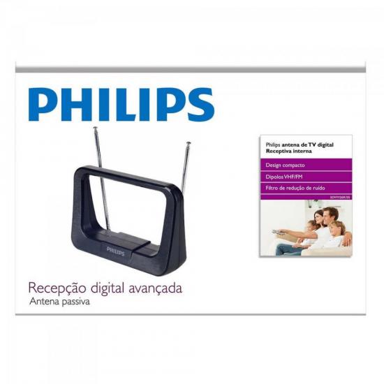 Antena Digital Interna HDTV/UHF/VHF/FM SDV1126X/55 Preta PHILIPS por 0,00 à vista no boleto/pix ou parcele em até 1x sem juros. Compre na loja Mundomax!