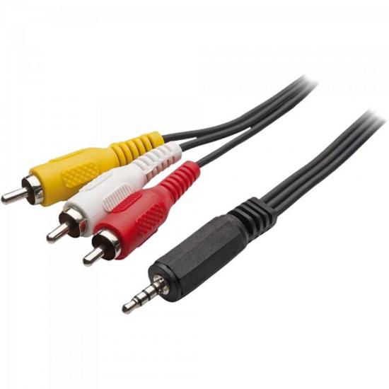 Cabo P2 4C x 3 RCA Macho 1,8m P24C3RCA Preto MXT por 0,00 à vista no boleto/pix ou parcele em até 1x sem juros. Compre na loja Mundomax!