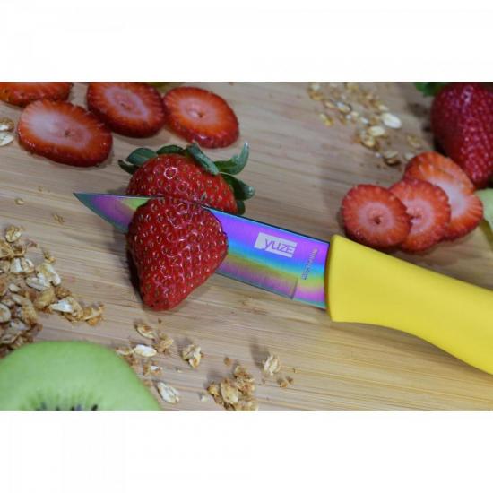 Kit 4 Facas em Aço Inox Revestidas em Titânio YUZE por 0,00 à vista no boleto/pix ou parcele em até 1x sem juros. Compre na loja Mundomax!