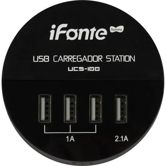 Carregador USB 4 Portas UCS-100 Preto EXBOM (63173)
