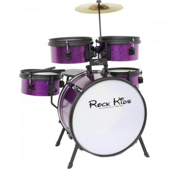 Bateria Infantil ROCK KIDS Purple RMV por 0,00 à vista no boleto/pix ou parcele em até 1x sem juros. Compre na loja Mundomax!